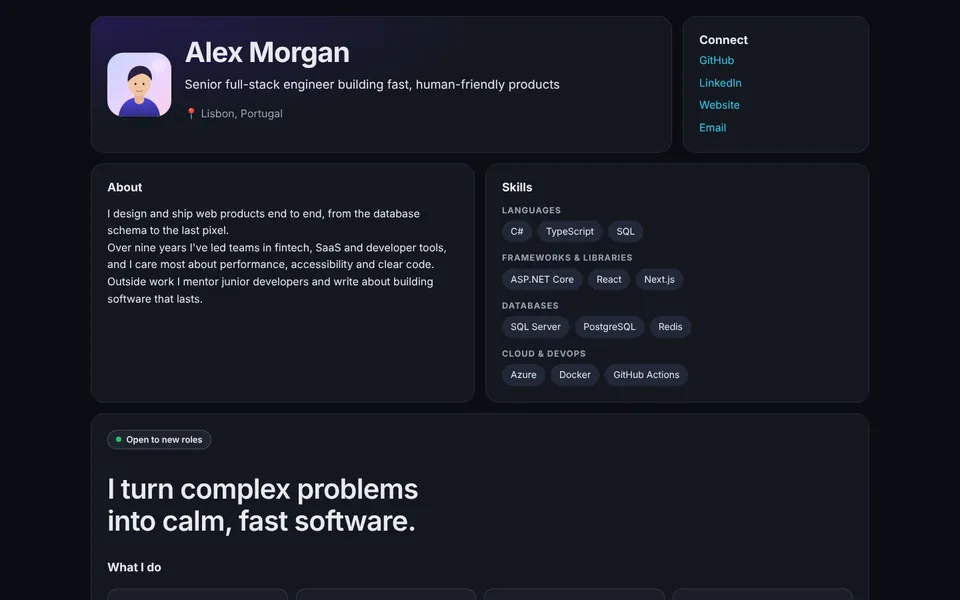 Bento Grid Dark theme